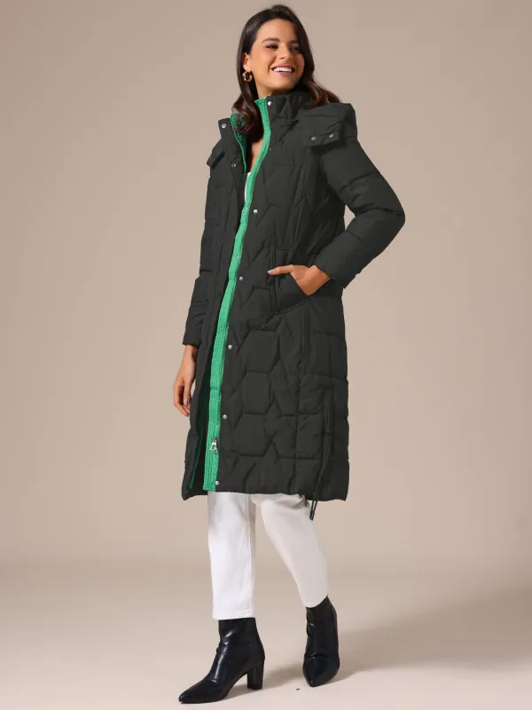 Winter Long Hooded Zip Up Puffer Down Jackets sold by Allegra K