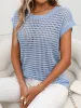 Round Neck Short Sleeves Sheer Knitted Blouse sold by Allegra K
