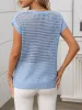 Round Neck Short Sleeves Sheer Knitted Blouse sold by Allegra K