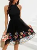Floral Embroidered Mesh Halter Neck Mini A-Line Dress sold by Allegra K