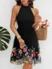 Floral Embroidered Mesh Halter Neck Mini A-Line Dress sold by Allegra K