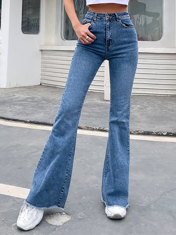 High Waist Denim Pocketed Bell Bottom Jeans sold by Allegra K