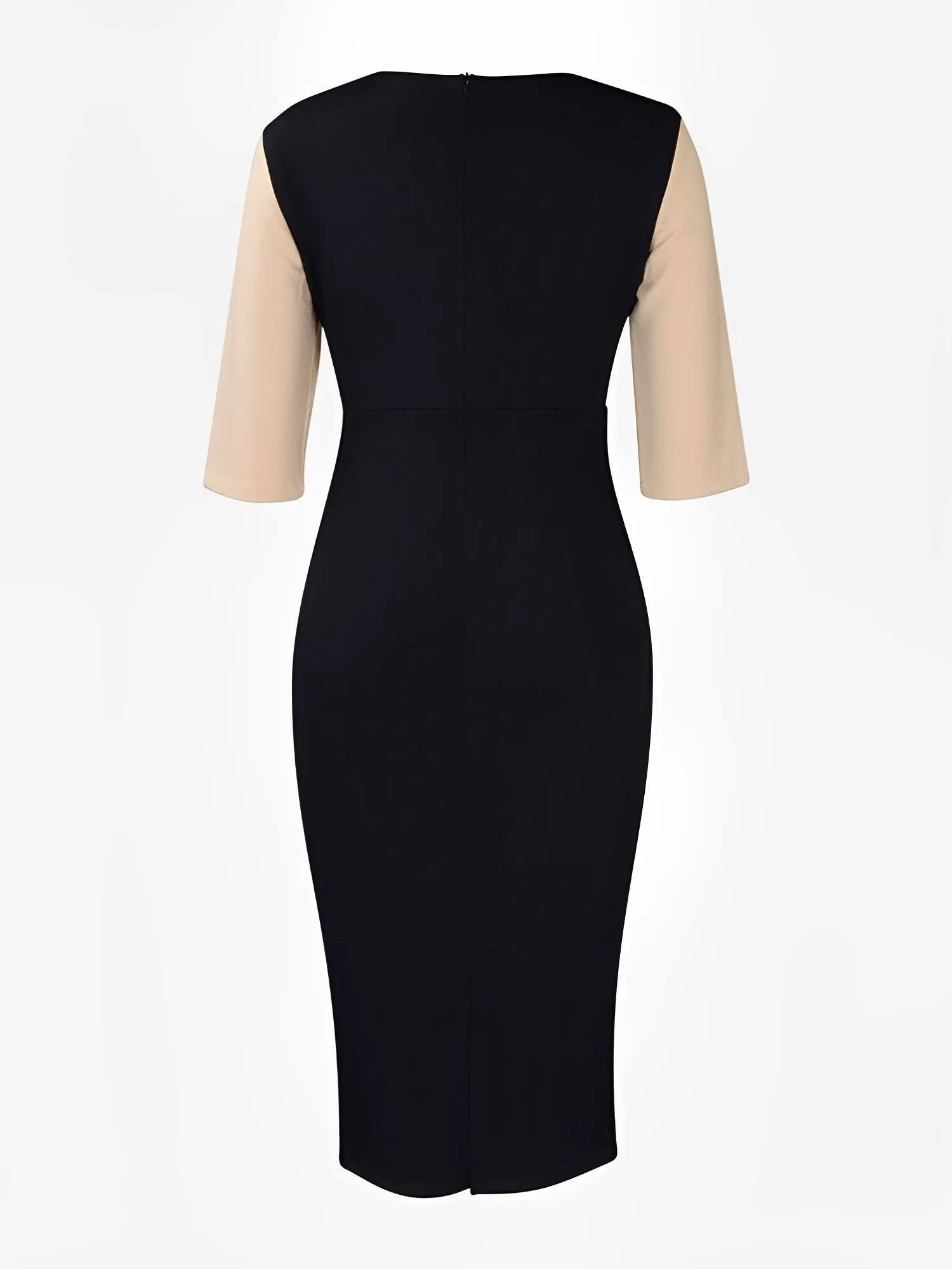 Colorblock Round Neck 3/4 Sleeves Sheath Dress sold by Allegra K product image thumbnail 3