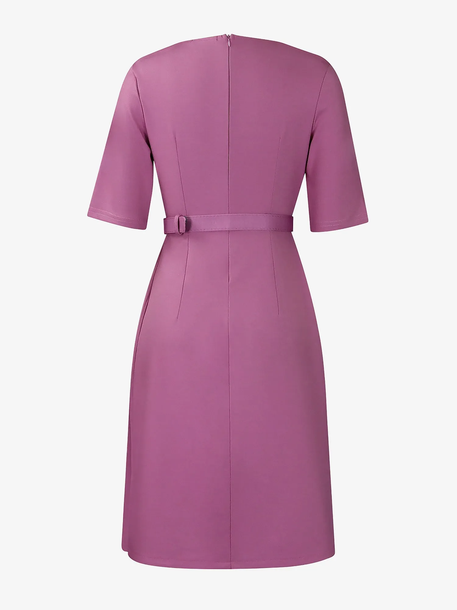 Round Neck Mid Sleeve Pleated Belted A-Line Dress sold by Allegra K product image thumbnail 3