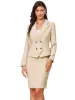 2 Pieces Long Sleeve Notched Lapel Blazer & Midi Pencil Skirt Formal Office Suit Set sold by Allegra K