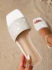 Faux Pearl Rhinestone Square Toe Flats sold by Allegra K