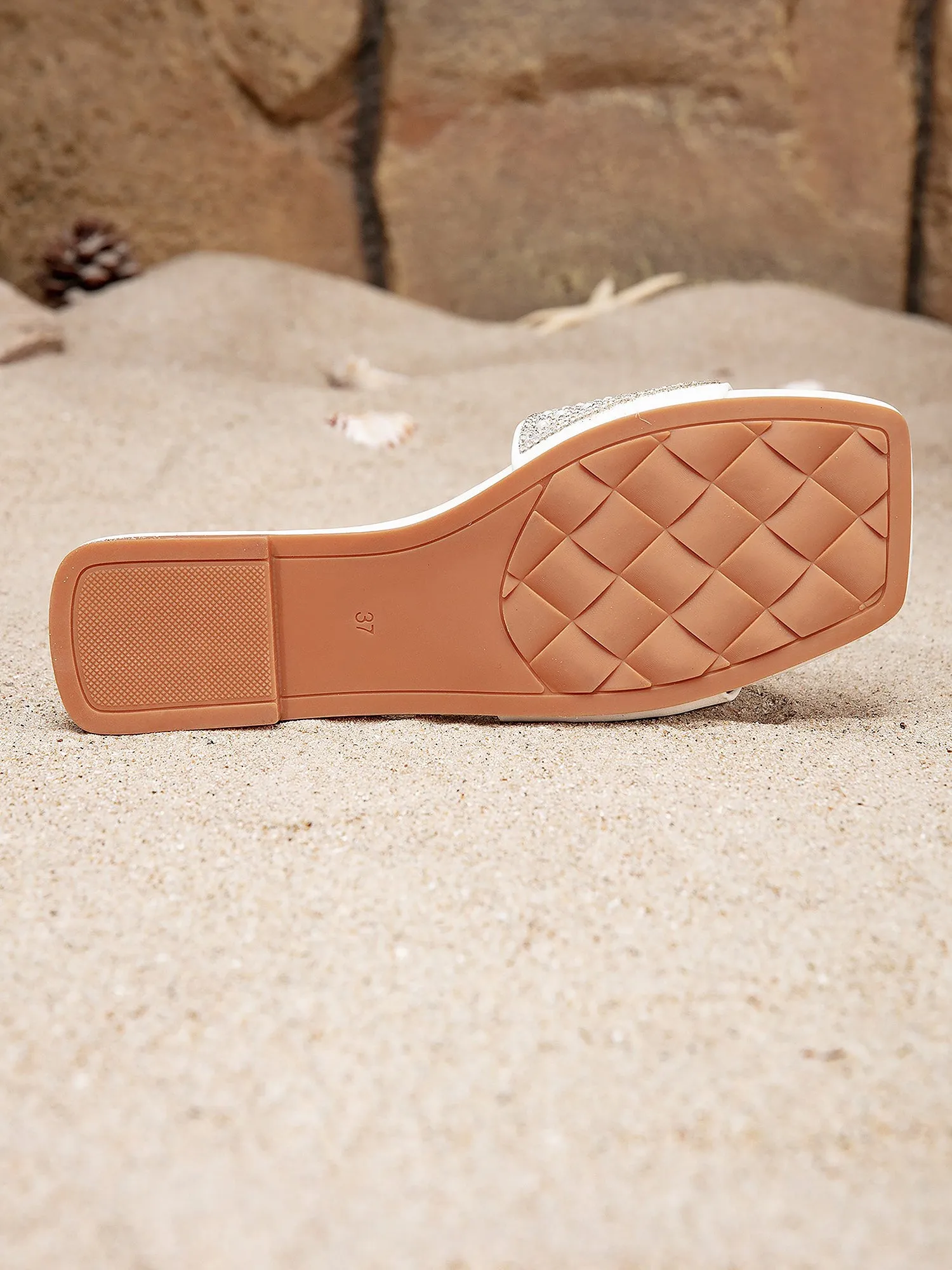 Faux Pearl Rhinestone Square Toe Flats sold by Allegra K product image thumbnail 5