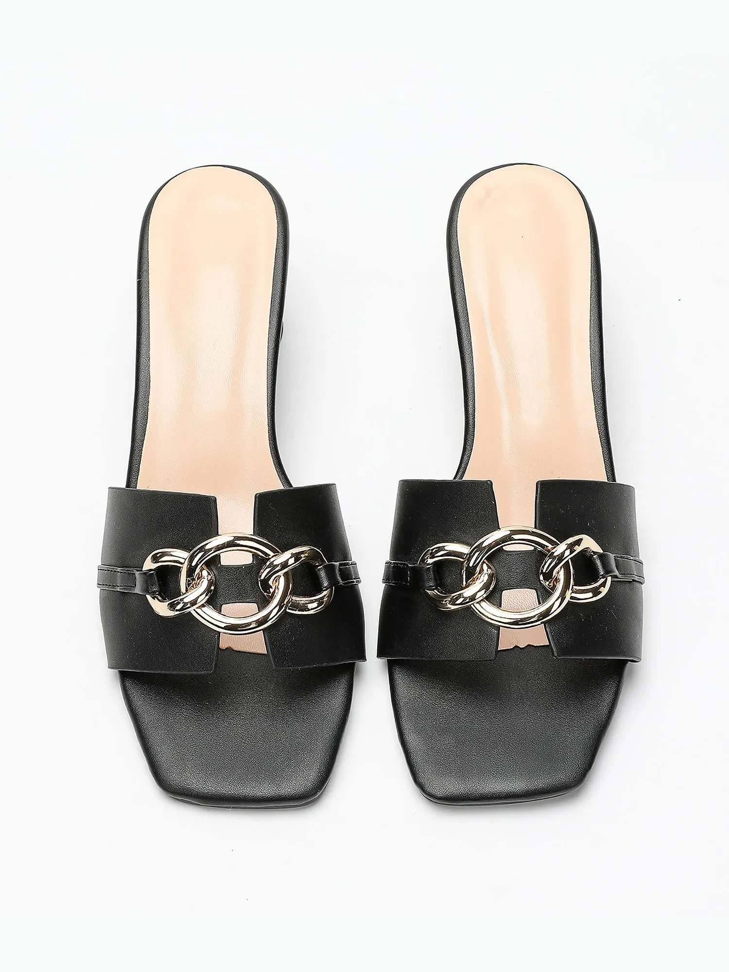 Square Toe Chain Decor Chunky High Heel Sandals sold by Allegra K product image thumbnail 2