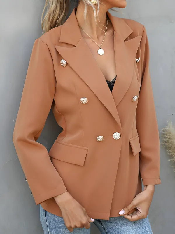 Notched Lapel Buttoned Long Sleeves Blazer sold by Allegra K