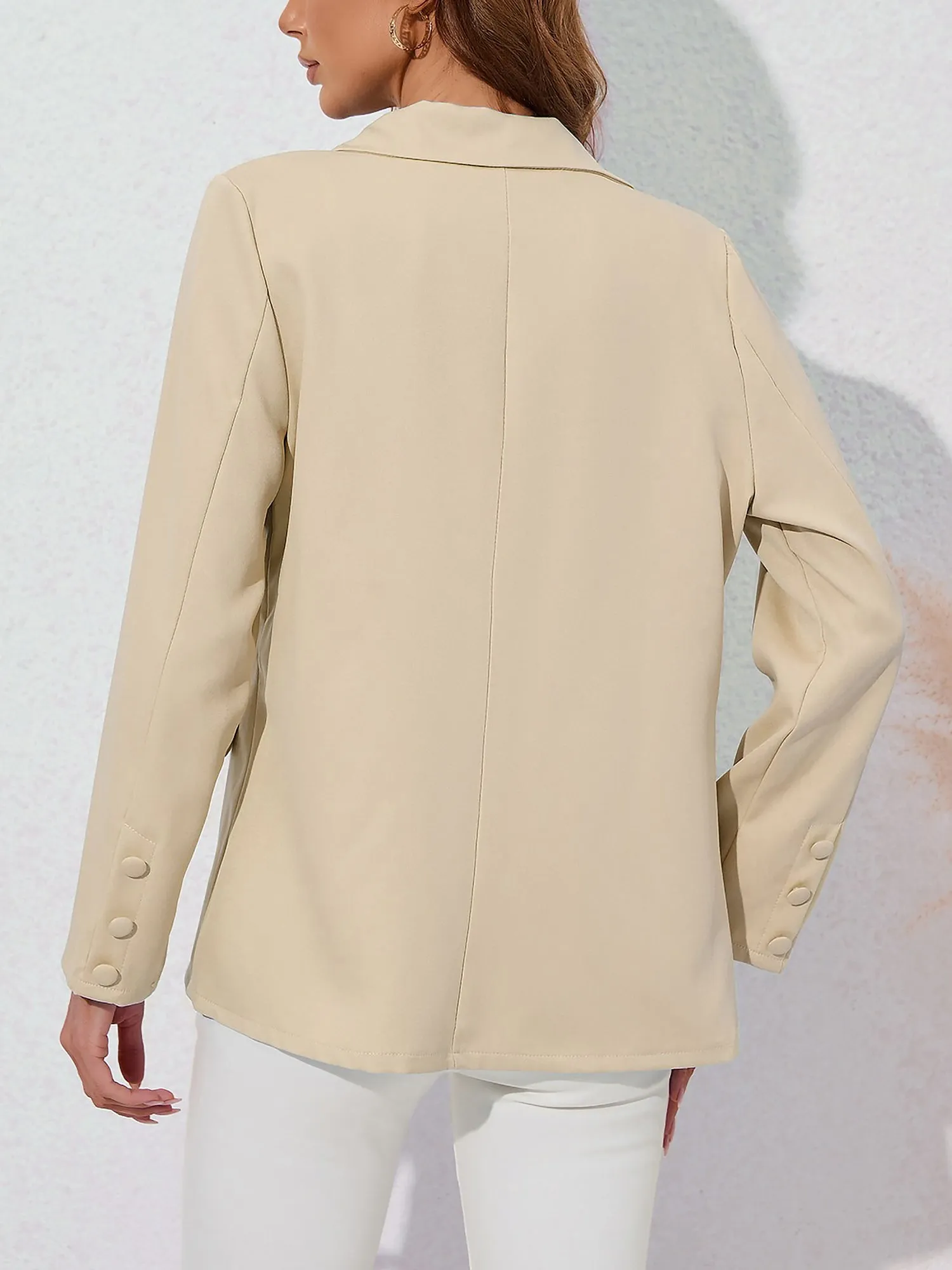 Notched Lapel Long Sleeve Double Breasted Blazer sold by Allegra K product image thumbnail 2