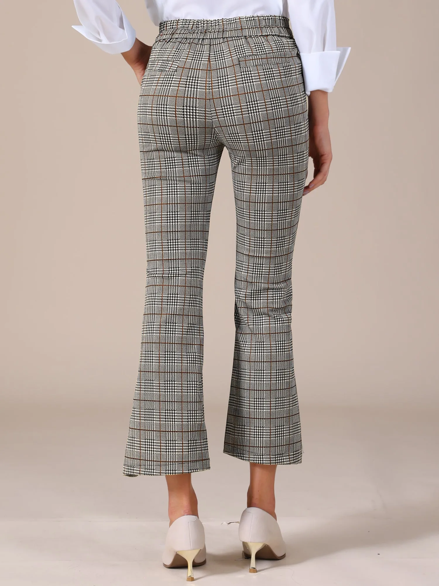 Women's Plaid High Waist Side Slit Cropped Suit Pants sold by Allegra K product image thumbnail 2