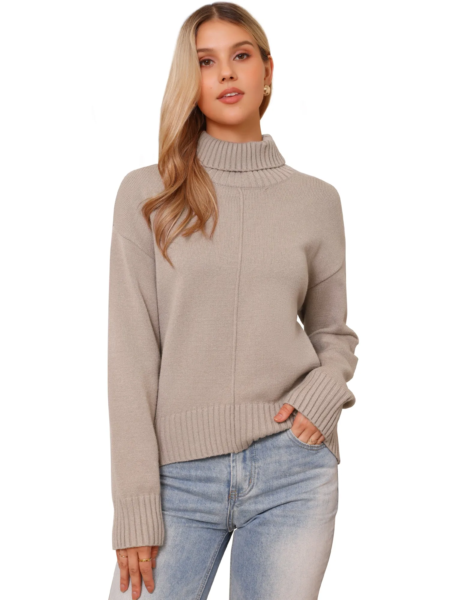 Turtleneck Long Sleeve Fall Winter Casual Pullover Sweater sold by Allegra K product image thumbnail 4
