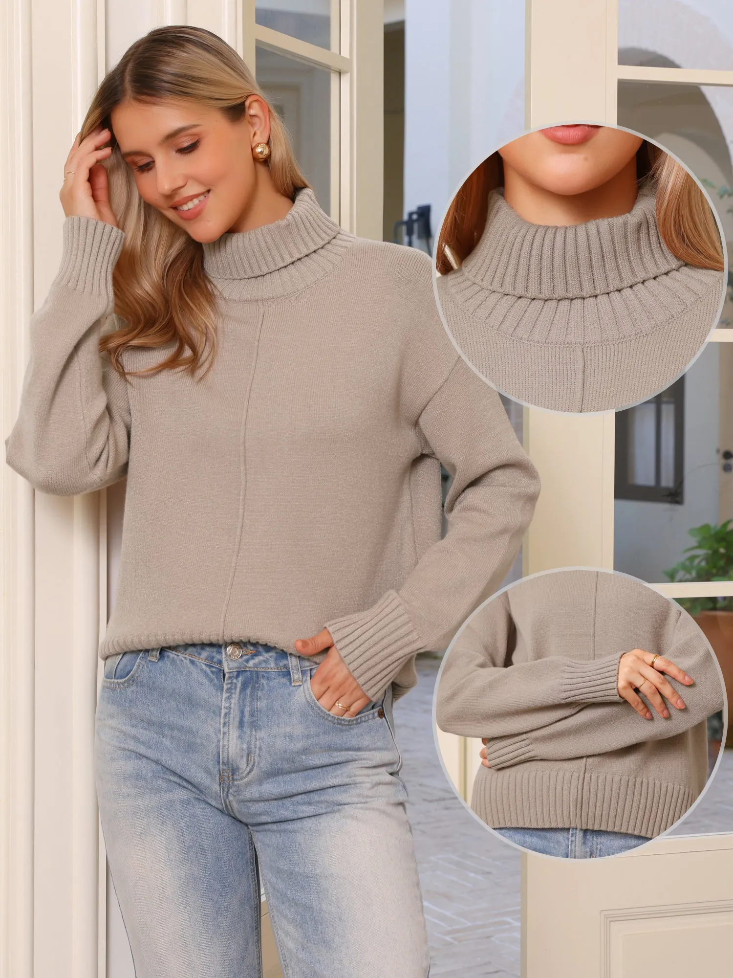 Turtleneck Long Sleeve Fall Winter Casual Pullover Sweater sold by Allegra K product image thumbnail 3