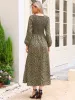 Floral Smocked Long Puff Sleeve A-Line Maxi Dress sold by Allegra K