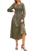 Floral Smocked Long Puff Sleeve A-Line Maxi Dress sold by Allegra K