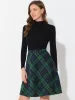 Plaid Tartan Vintage Elastic Waist Knee Length A-Line Skirt sold by Allegra K