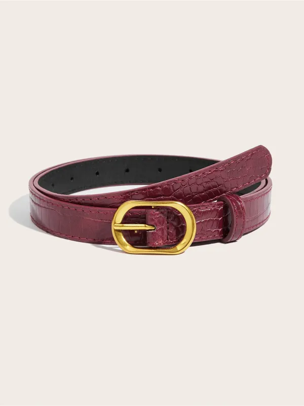 Women's Faux Leather Solid Color Buckle Belt sold by Allegra K