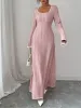 Colorblock Square Neck Long Sleeves Textured Dress sold by Allegra K