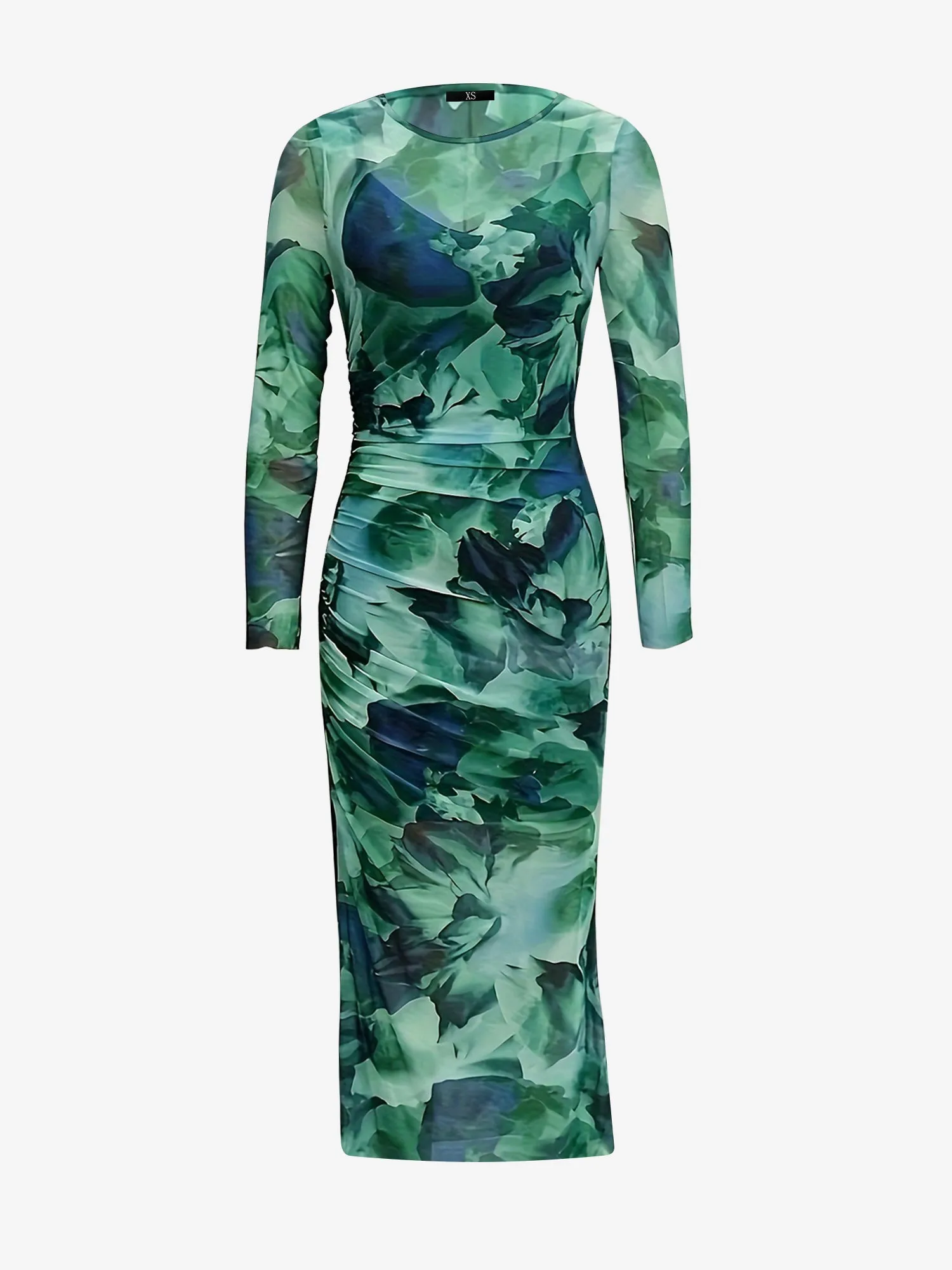 2 Pieces Floral Mesh Ruched Sheer Dress & Spaghetti Strap Lining sold by Allegra K product image thumbnail 5