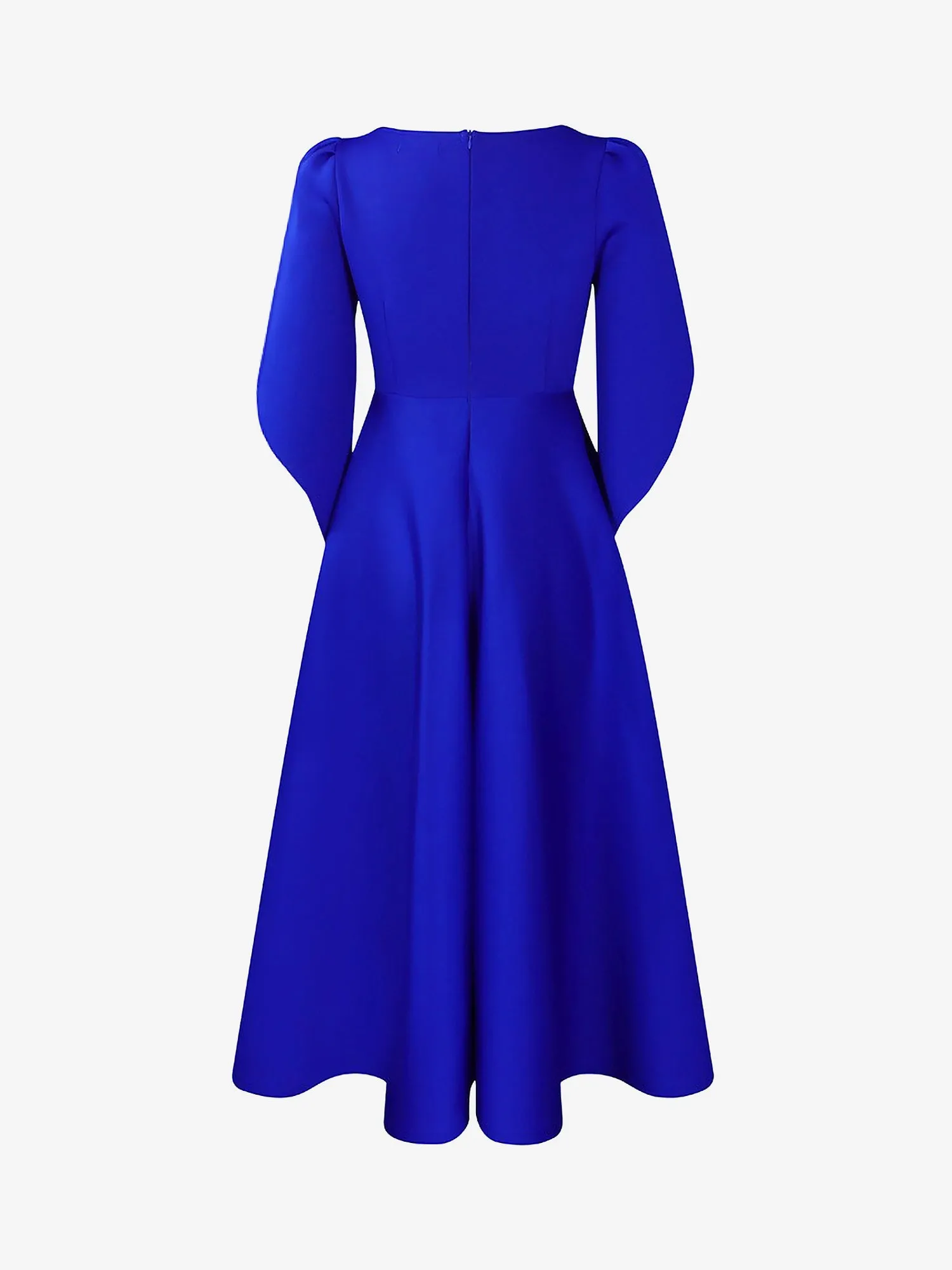 Round Neck Puff 3/4 Sleeves A-Line Midi Dress sold by Allegra K product image thumbnail 3