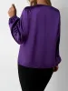 Satin Round Neck Keyhole Long Sleeves Blouse sold by Allegra K