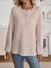 Button Notch Neck Striped Long Sleeves Knit Blouse sold by Allegra K