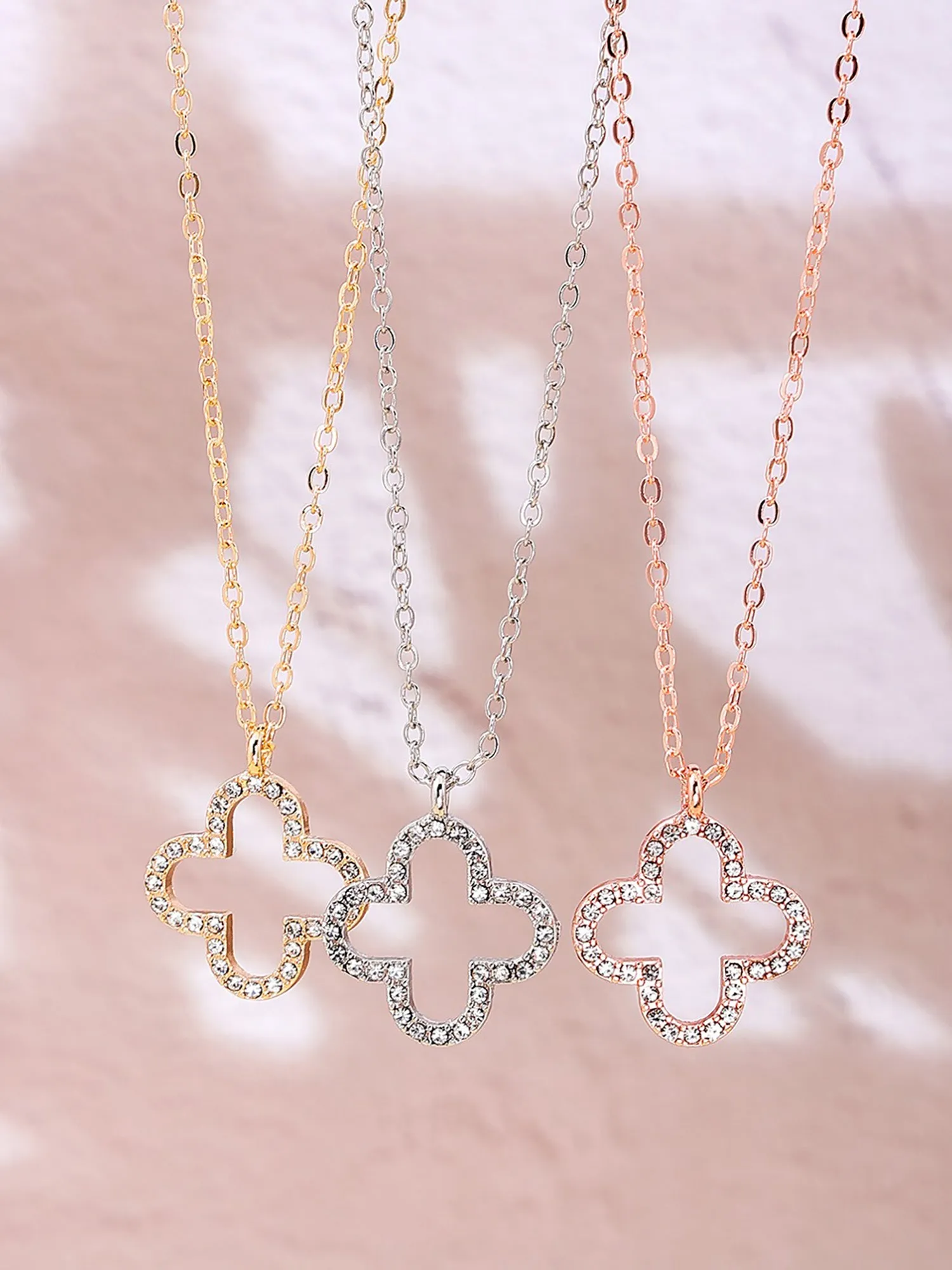 Four Leaf Clover Pendant Alloy Necklace sold by Allegra K product image thumbnail 3