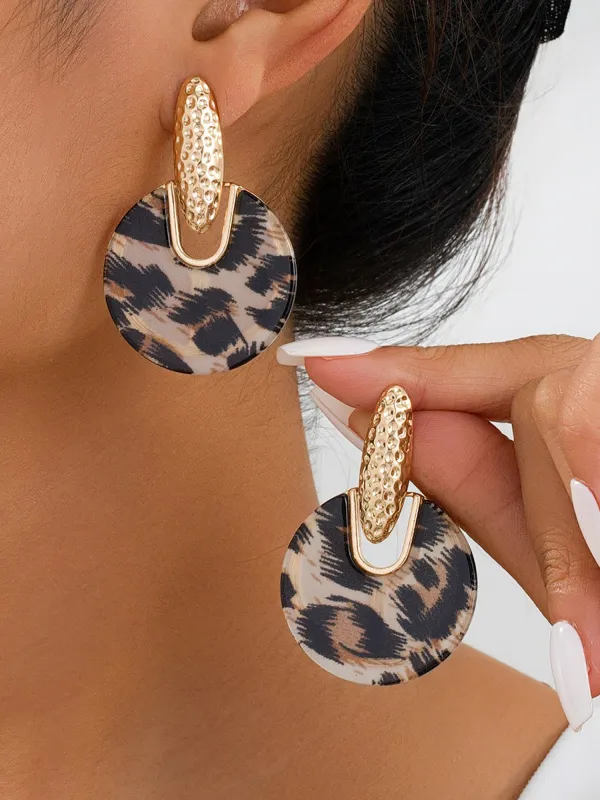 Acrylic Leopard Geometric Dangle Earrings made by Allegra K