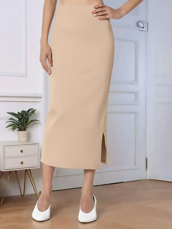 Solid Color High Waist Slit Midi Pencil Skirt sold by Allegra K