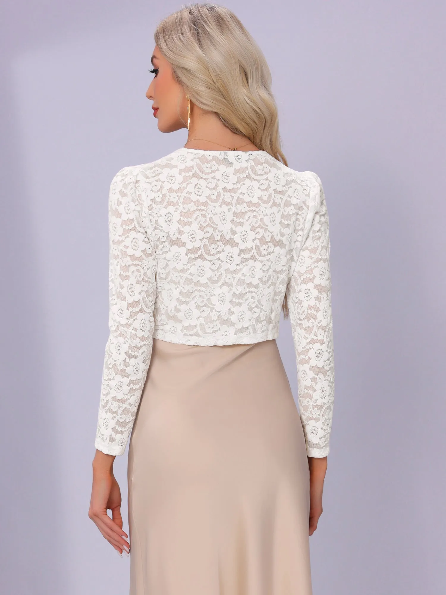 Sequin Detail Mesh Lace Open Front Bolero Shrug sold by Allegra K product image thumbnail 2