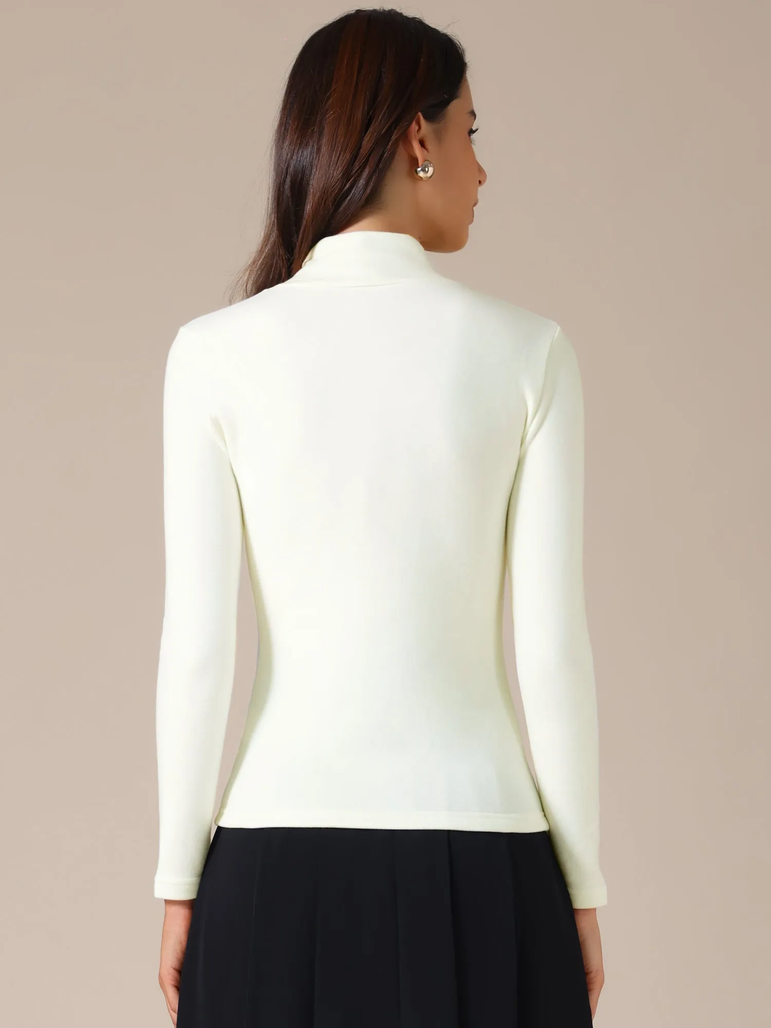 Asymmetrical Collar Solid Color Long Sleeves Blouse sold by Allegra K product image thumbnail 3