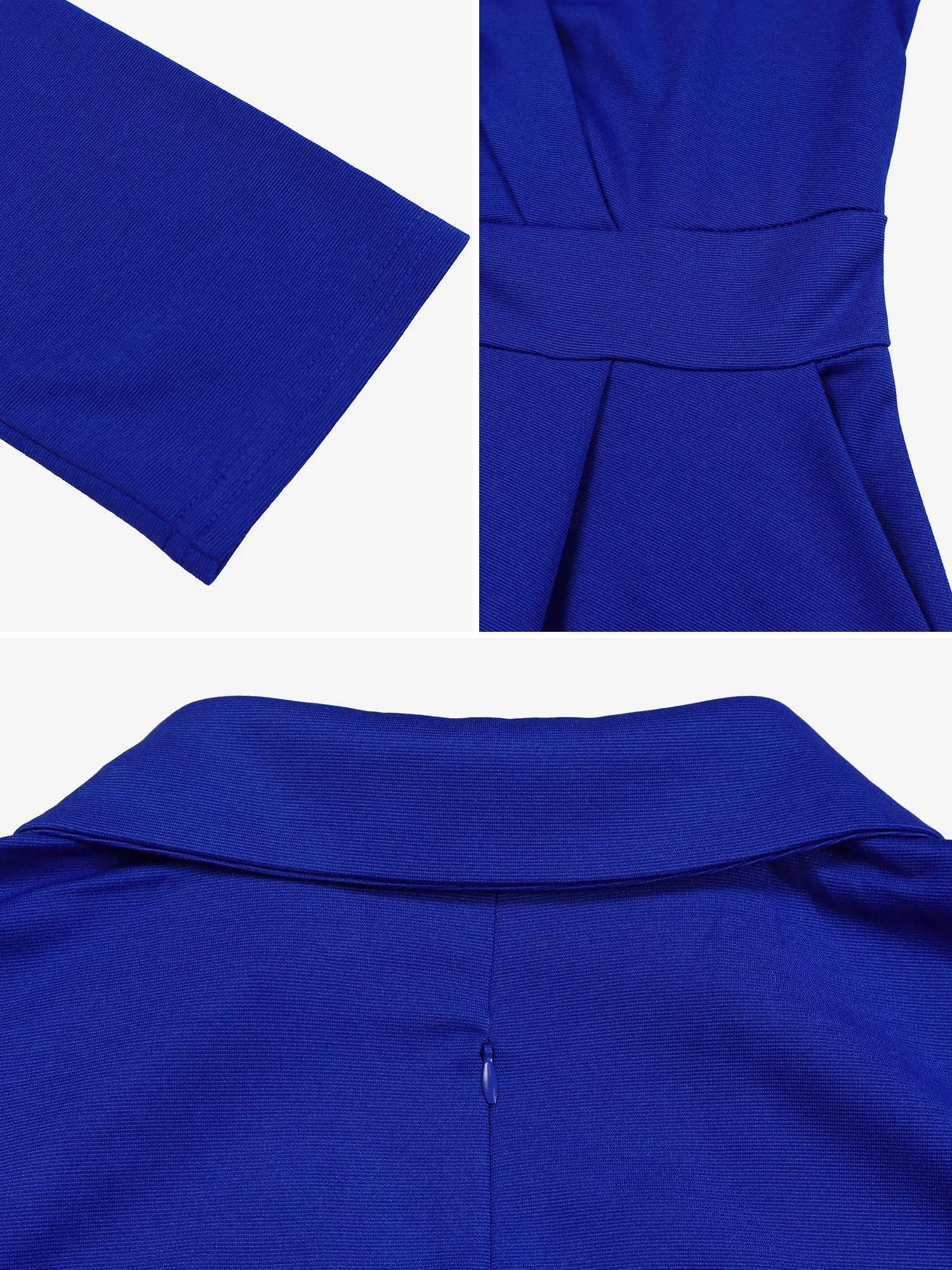 Solic Color Lapel 3/4 Sleeves Belted Midi A-Line Dress sold by Allegra K product image thumbnail 5