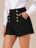 Sequined Tweed Button Front High Waist Shorts sold by Allegra K