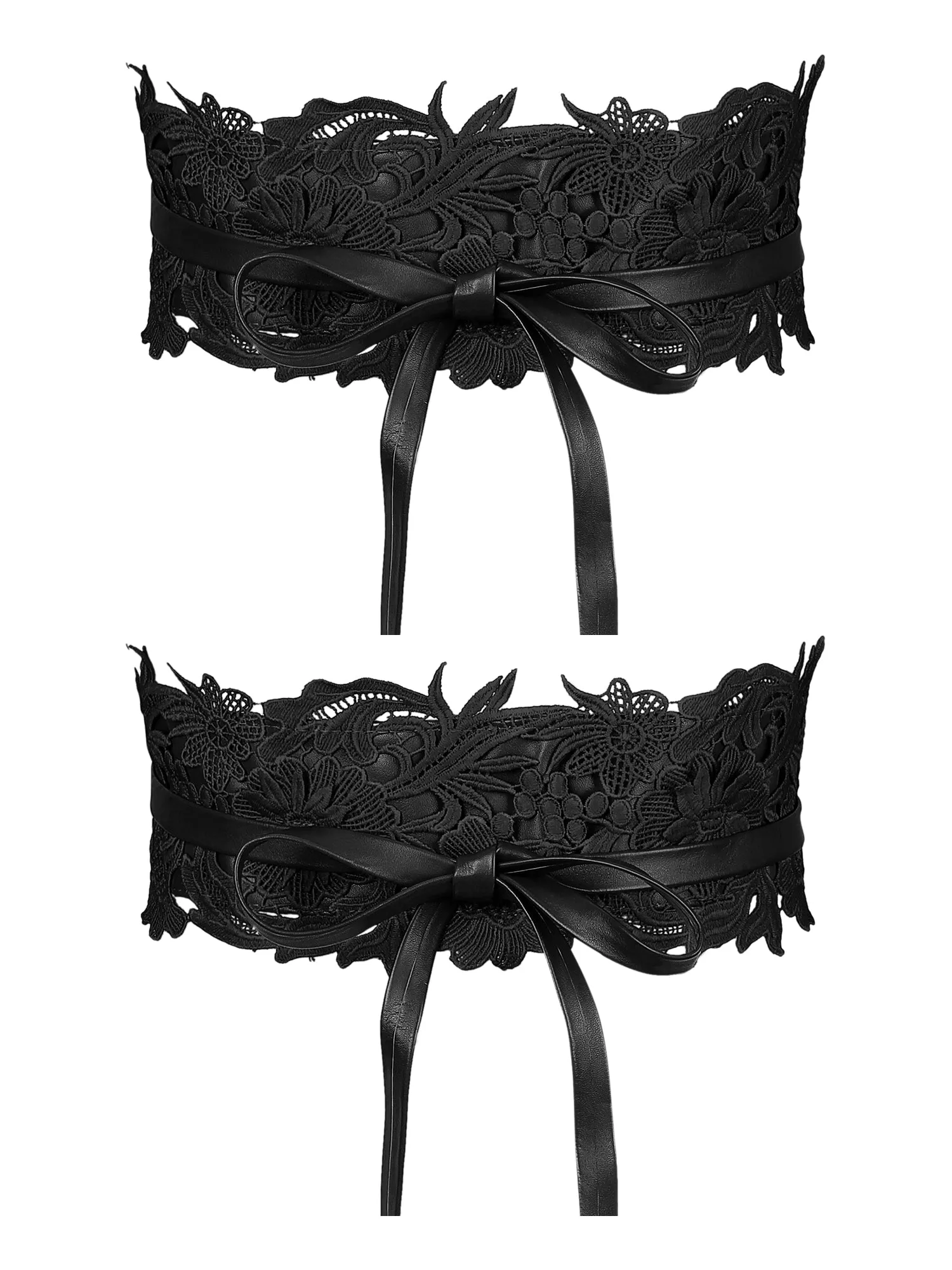 Women's 2Pcs Lace Wide Waist Belt Wrap Around Obi Corset Belts Bowknot for Dresses sold by Allegra K