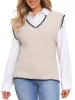 V Neck Preppy Style Lightweight Sleeveless Knit Pullover Sweater Vest sold by Allegra K