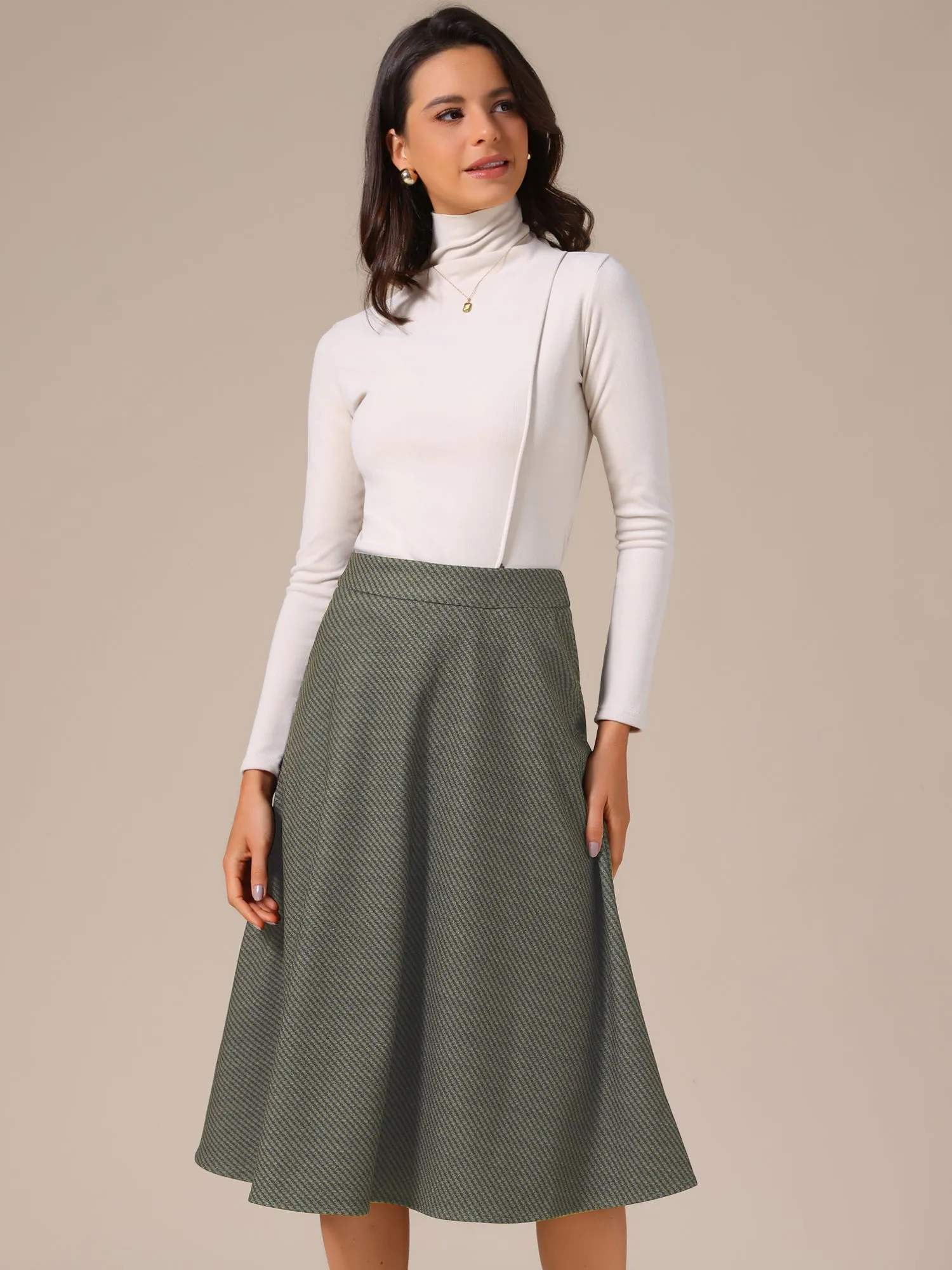 High Waist Zipper A-Line Knee Length Skirt sold by Allegra K product image thumbnail 2