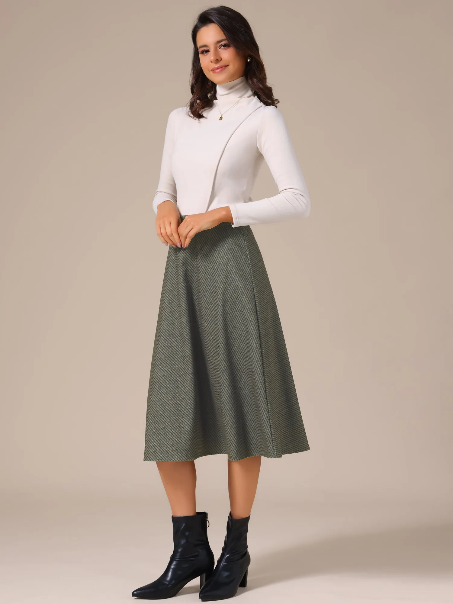 High Waist Zipper A-Line Knee Length Skirt sold by Allegra K