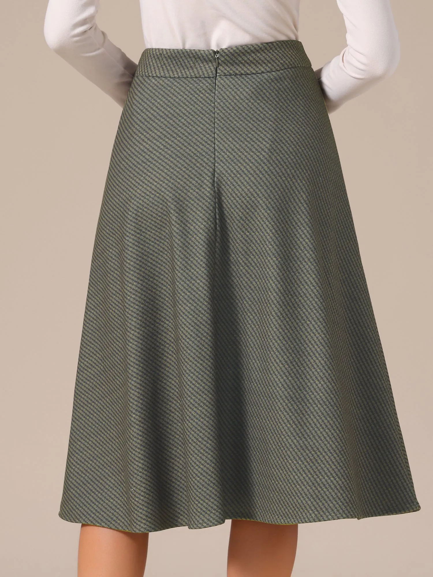 High Waist Zipper A-Line Knee Length Skirt sold by Allegra K product image thumbnail 3