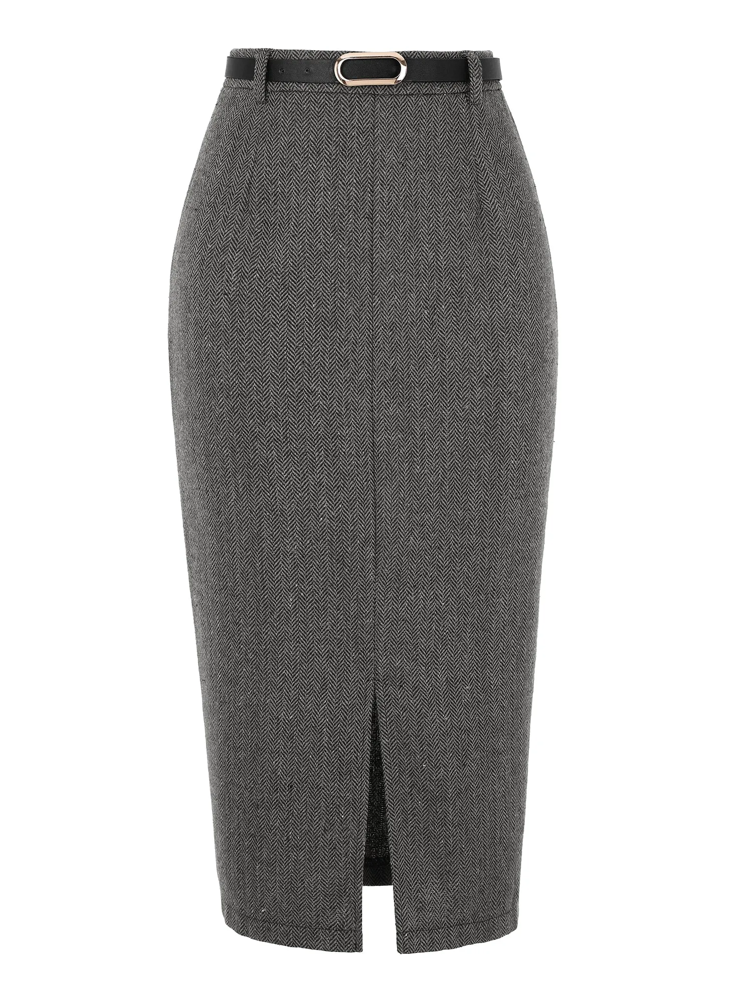 High Waisted Slit Belted Office Work Midi Pencil Skirt sold by Allegra K product image thumbnail 4