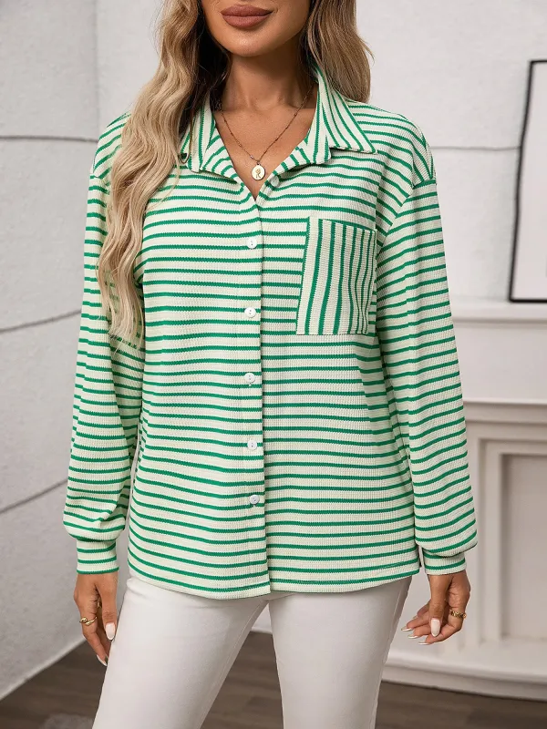 Striped Button Down Long Sleeves Casual Shirt sold by Allegra K