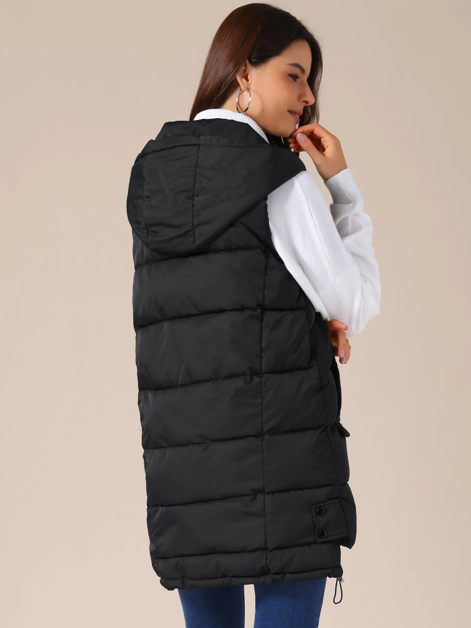 Hooded Sleeveless Pockets Puffer Vest Down Jackets sold by Allegra K product image thumbnail 3
