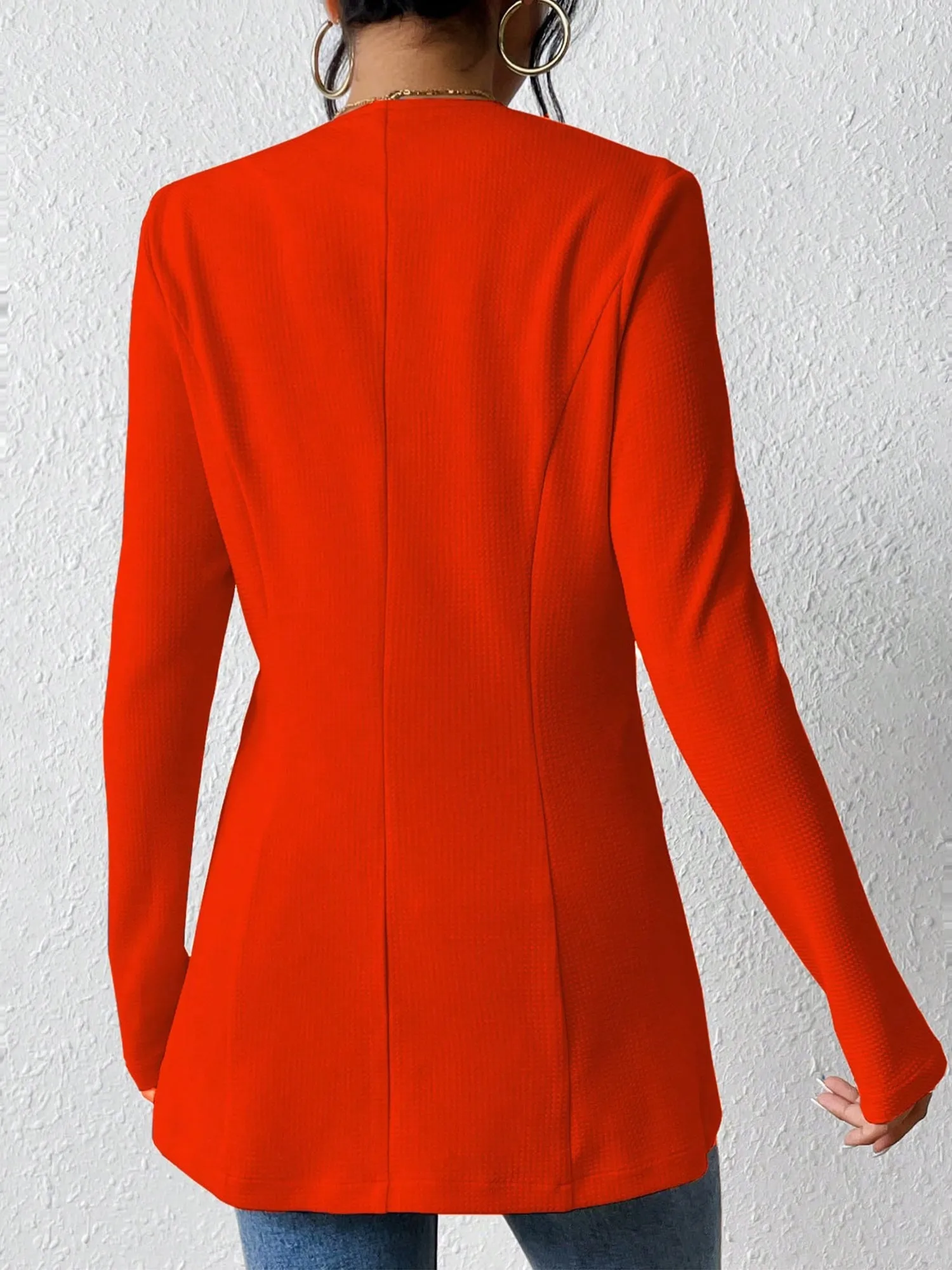 Single Button Solid Color Long Sleeve Jacket sold by Allegra K product image thumbnail 2
