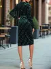 Round Neck Long Sleeves Velvet Midi Dress sold by Allegra K