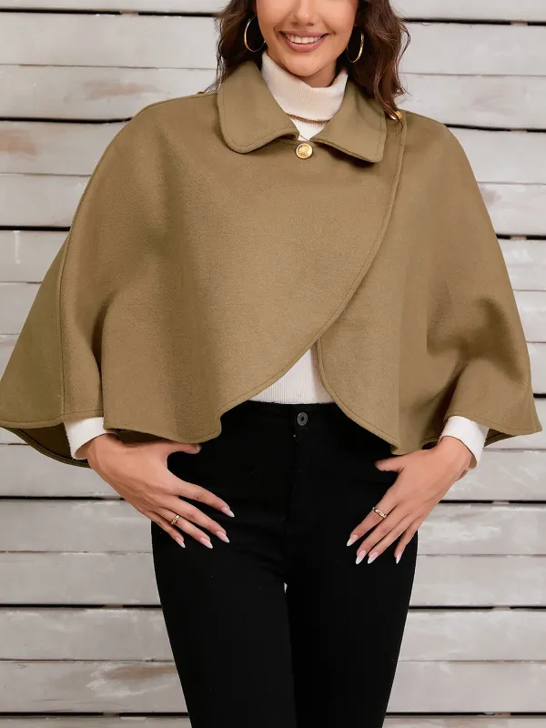 Solid Color Cropped Cape Cloak Jacket sold by Allegra K