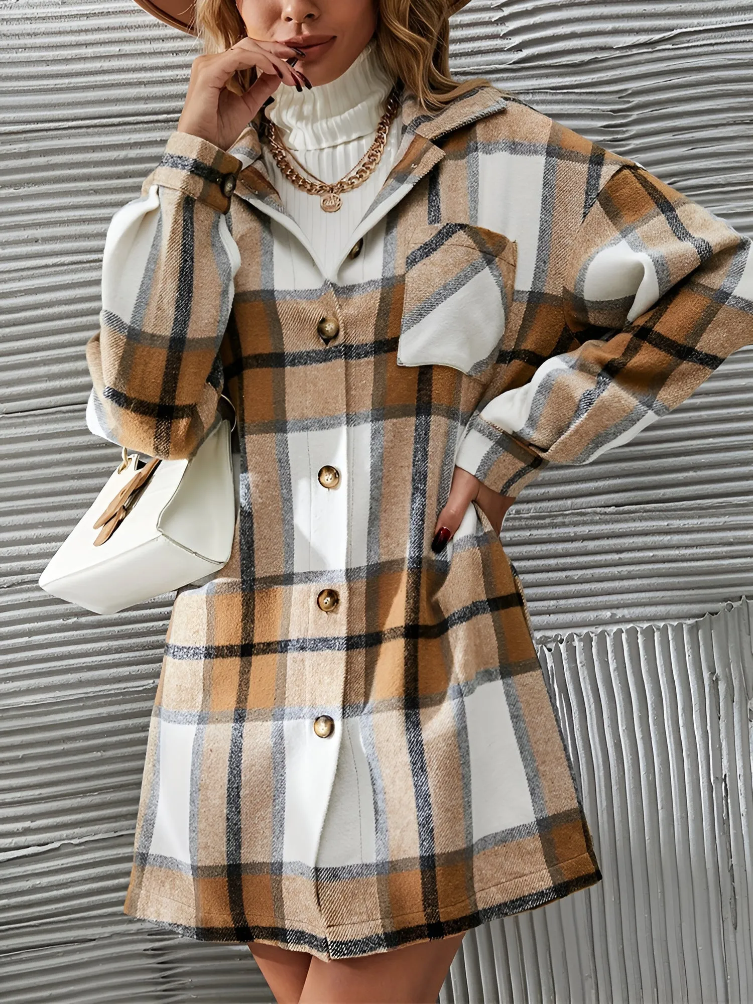 2 Pieces Plaid Long Sleeves Botton Down Shirt & Mini Pencil Skirt Set sold by Allegra K product image thumbnail 3