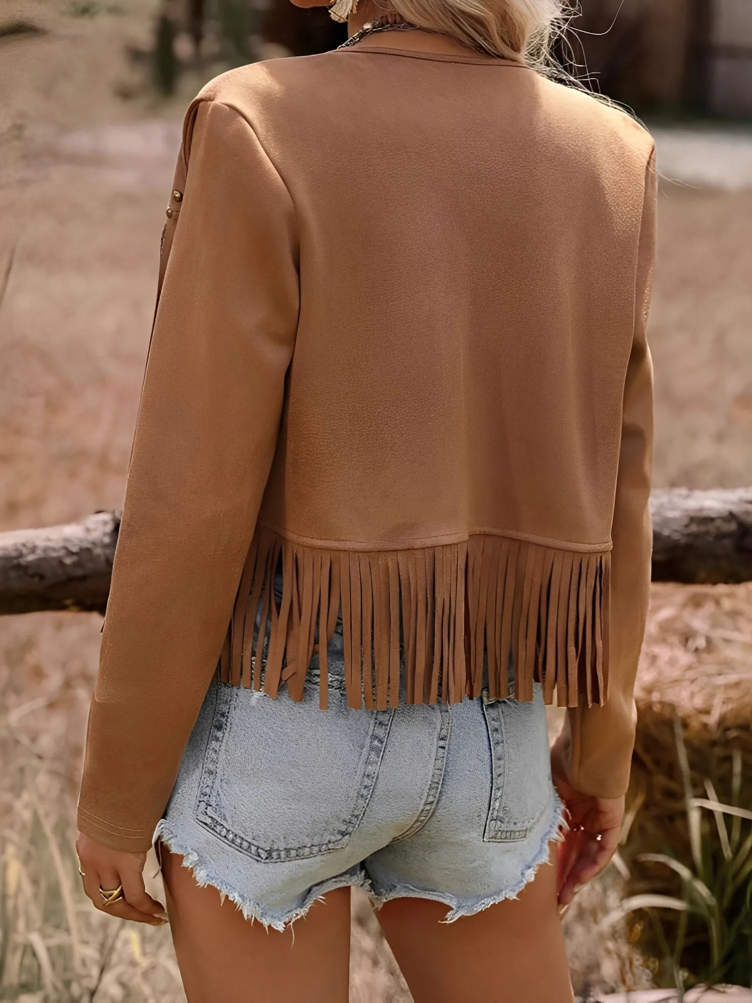 Casual Cow Girl Tassel Long Sleeve Copped Jacket sold by Allegra K product image thumbnail 2