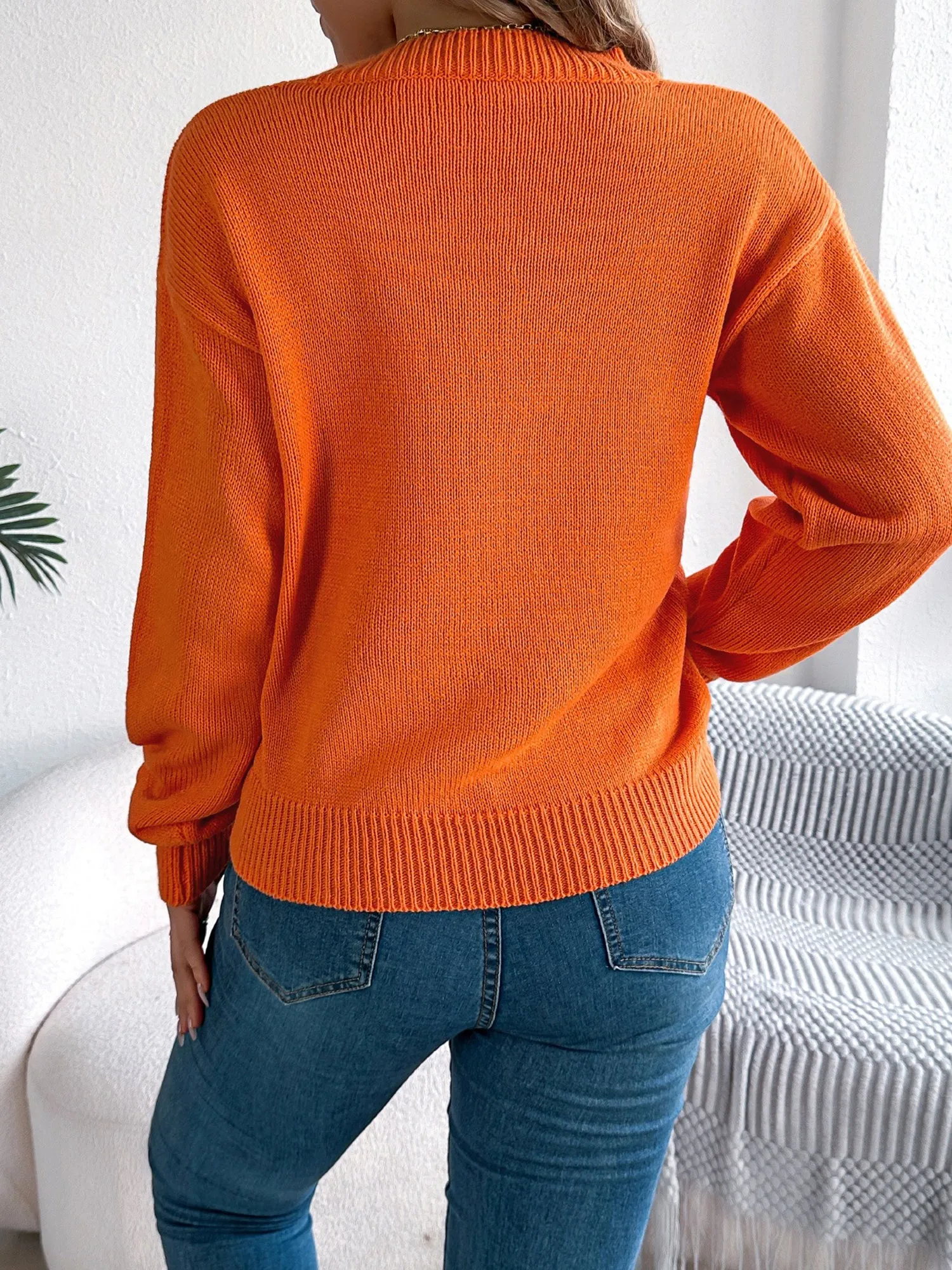 Halloween Solid Color Hollow Long Sleeve Pullover Sweater sold by Allegra K product image thumbnail 2