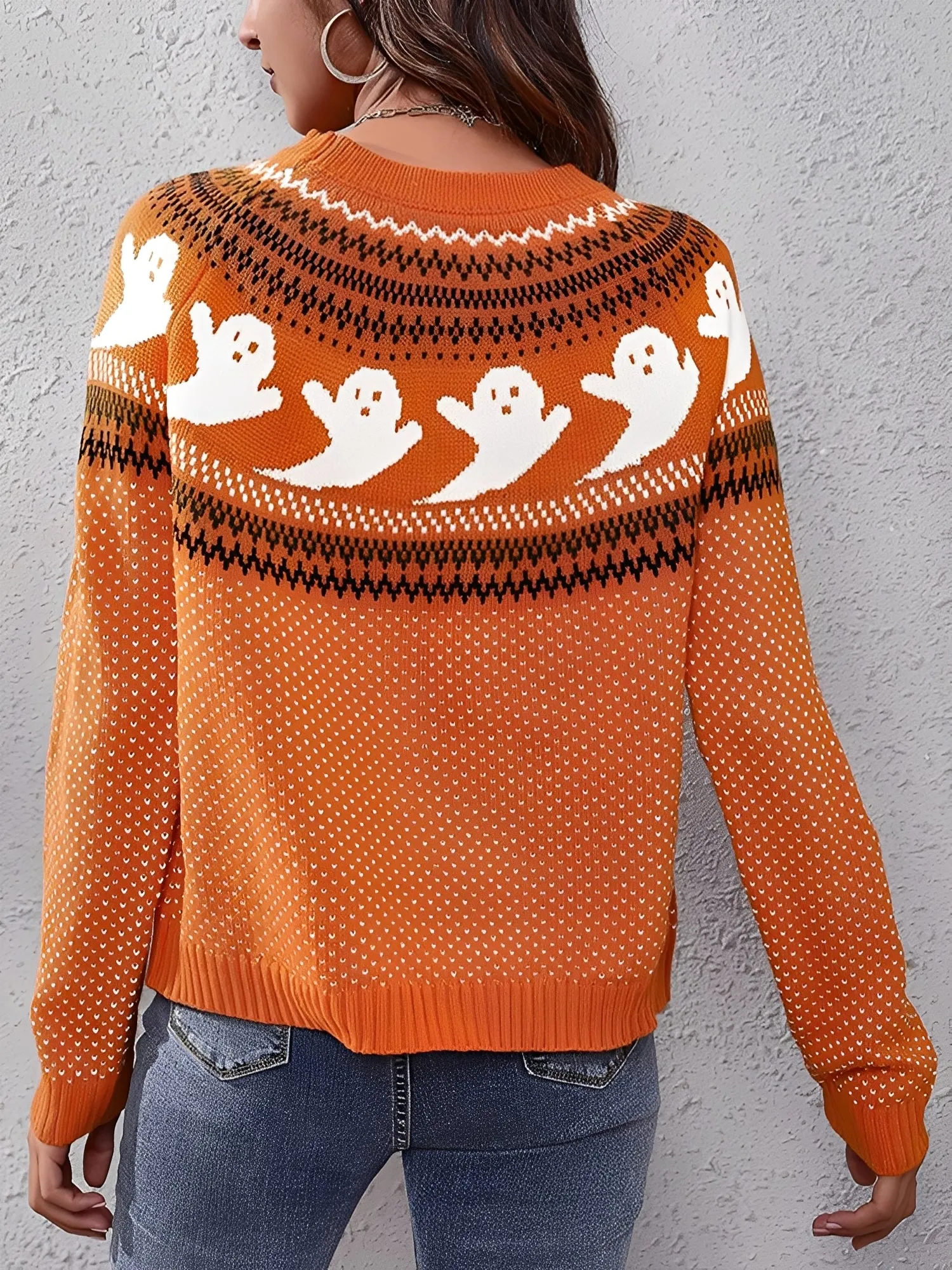 Halloween Graphic Long Sleeve Pullover Sweater sold by Allegra K product image thumbnail 2