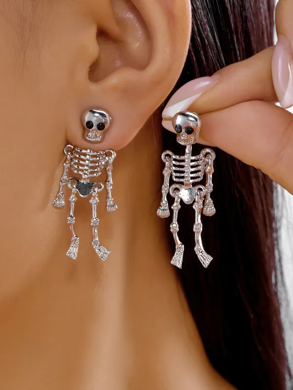 Gothic Halloween Skull Skeleton Stud Earrings sold by Allegra K