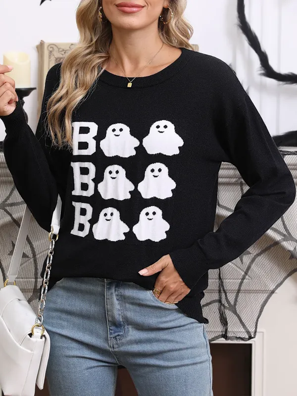 Halloween Ghost Crew Neck Long Sleeve Sweater sold by Allegra K
